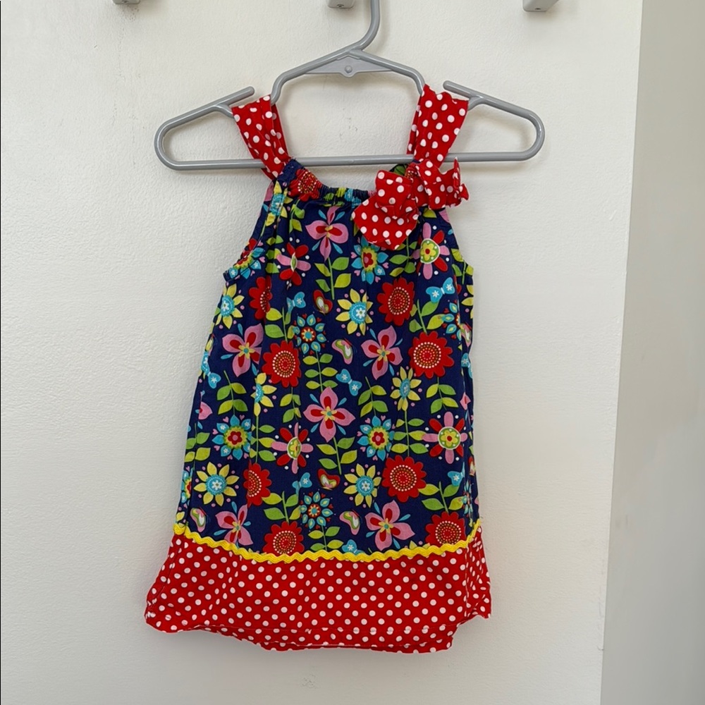 Girls 2T Floral and Polka Dot Dress